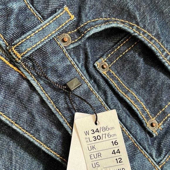 Topshop MOM DENIM Blue Hi Waist Tapered Leg Jeans 34W/30L Sz12 NWT - Picture 3 of 10